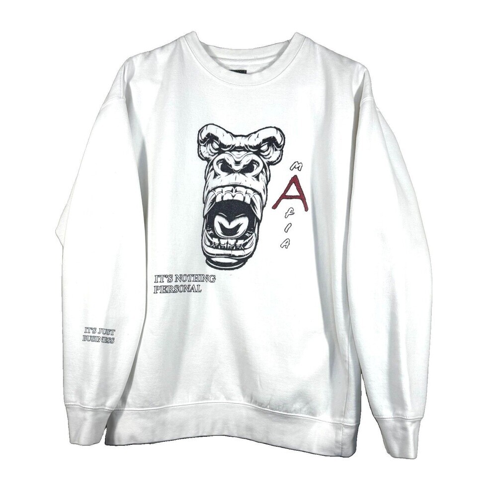 MAFIA Graphic Crewneck Sweatshirt White Size L Gorilla streetwear